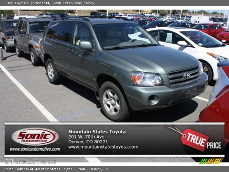 Oasis Green Pearl / Ivory 2005 Toyota Highlander I4