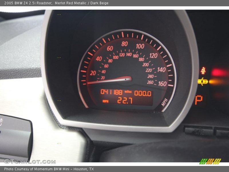 Merlot Red Metallic / Dark Beige 2005 BMW Z4 2.5i Roadster