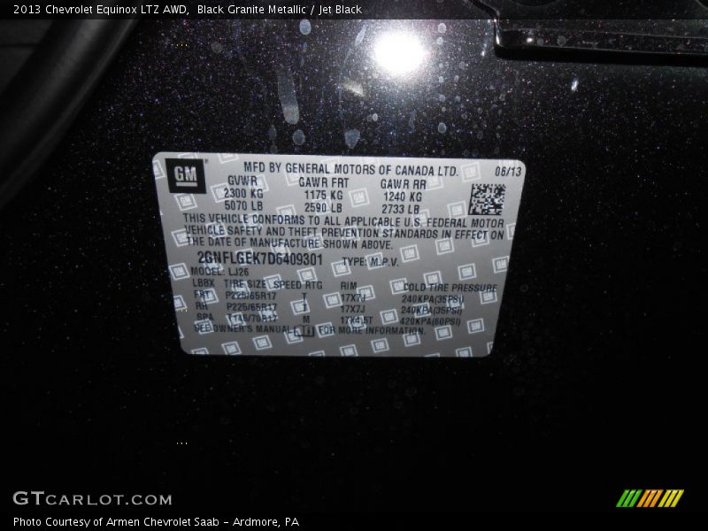 Black Granite Metallic / Jet Black 2013 Chevrolet Equinox LTZ AWD