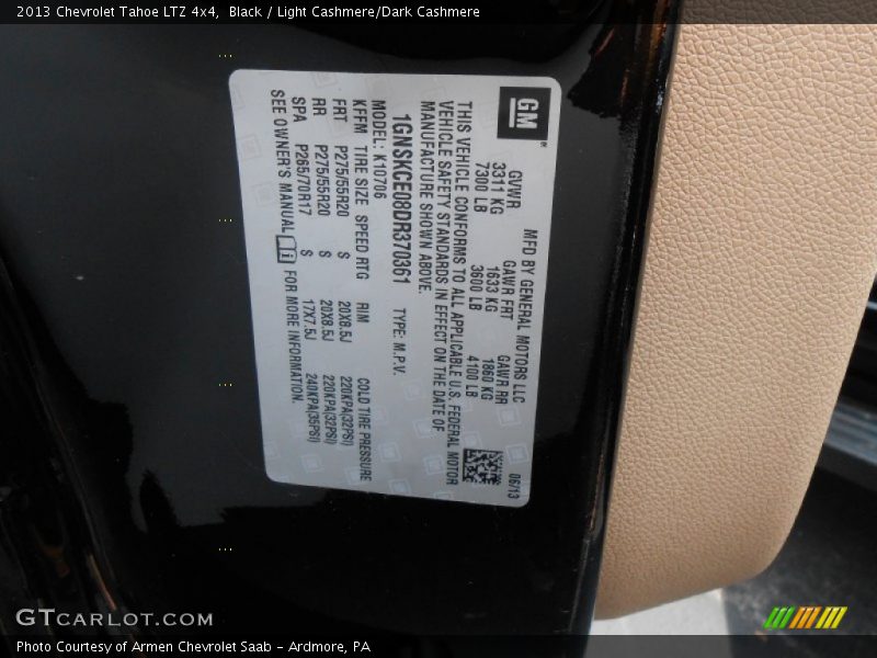 Black / Light Cashmere/Dark Cashmere 2013 Chevrolet Tahoe LTZ 4x4