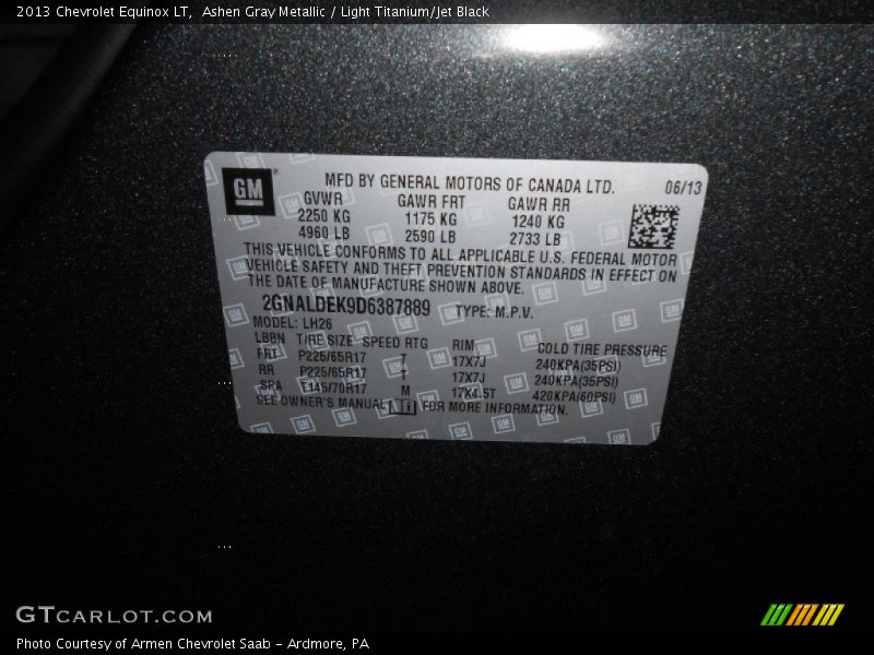 Ashen Gray Metallic / Light Titanium/Jet Black 2013 Chevrolet Equinox LT