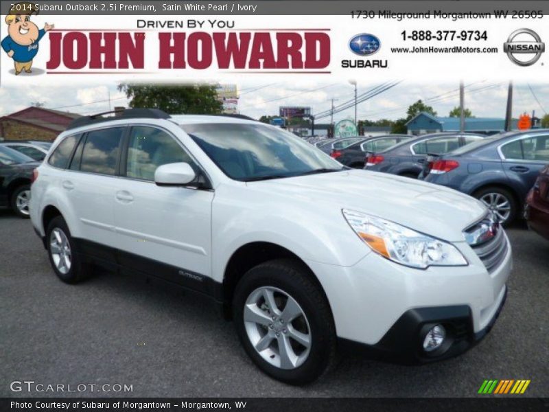 Satin White Pearl / Ivory 2014 Subaru Outback 2.5i Premium