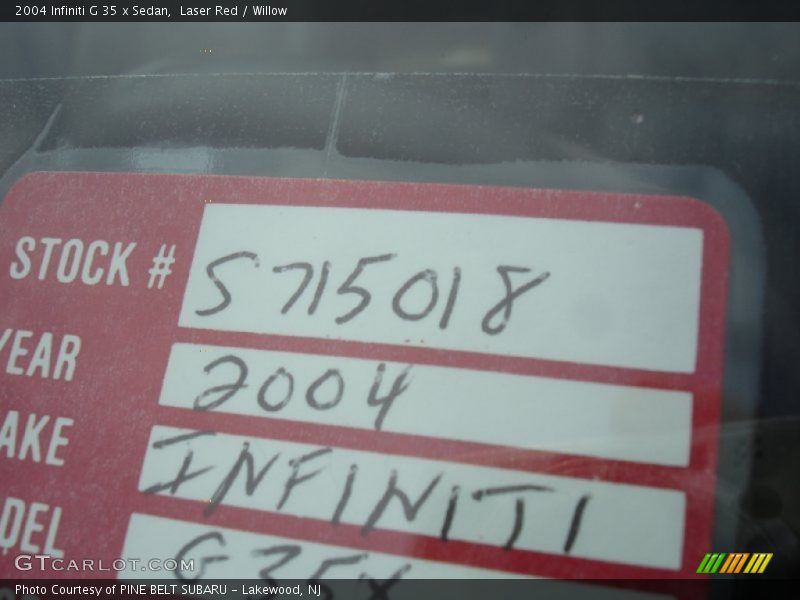Laser Red / Willow 2004 Infiniti G 35 x Sedan