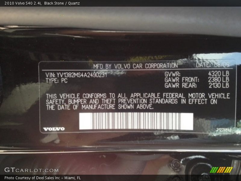 Black Stone / Quartz 2010 Volvo S40 2.4i
