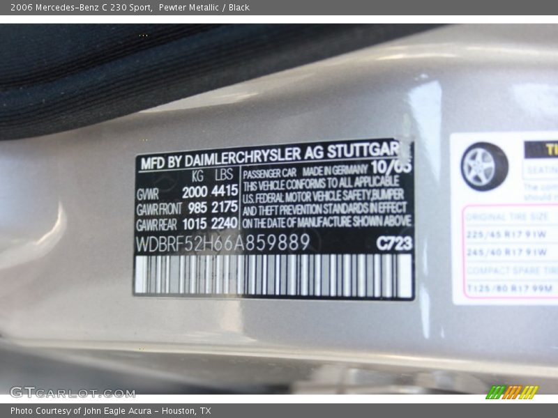 Pewter Metallic / Black 2006 Mercedes-Benz C 230 Sport