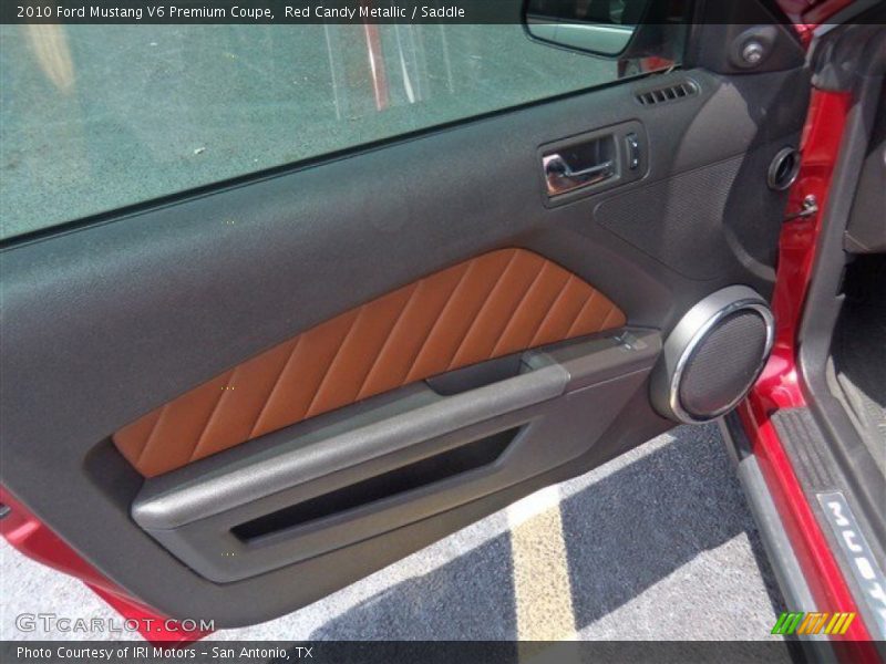 Red Candy Metallic / Saddle 2010 Ford Mustang V6 Premium Coupe
