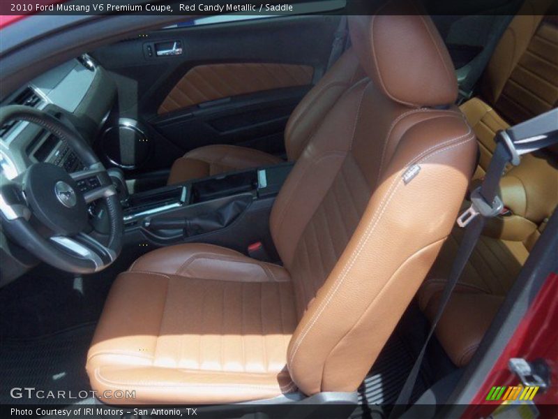 Red Candy Metallic / Saddle 2010 Ford Mustang V6 Premium Coupe