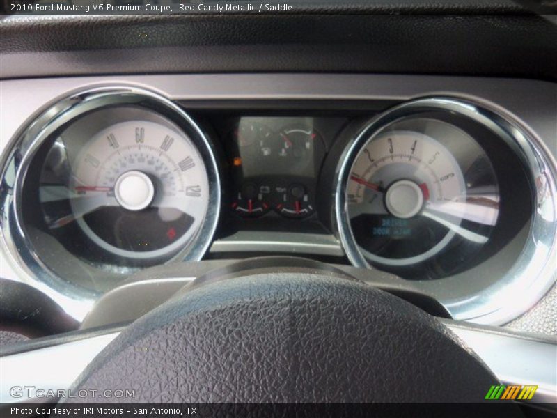 Red Candy Metallic / Saddle 2010 Ford Mustang V6 Premium Coupe