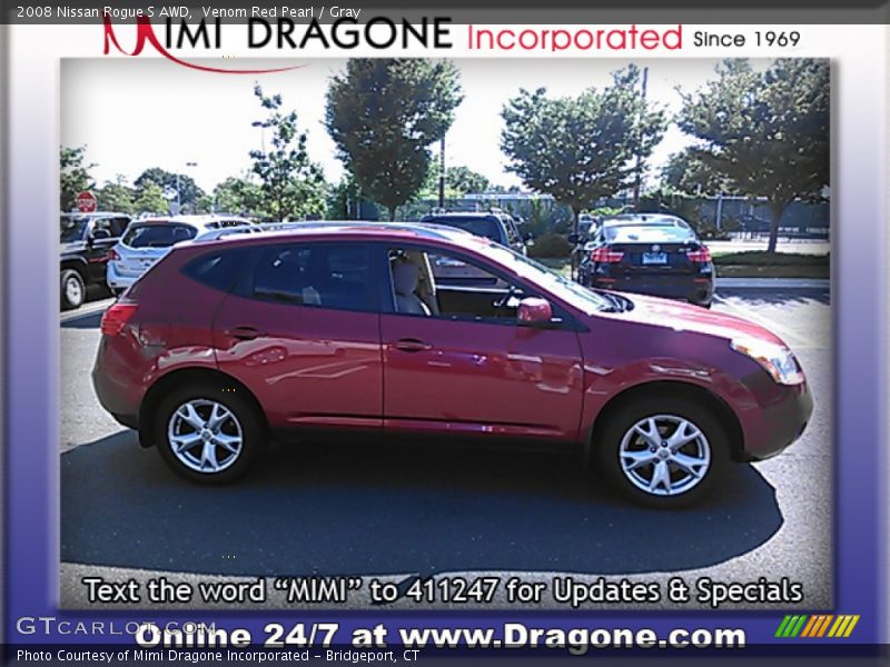 Venom Red Pearl / Gray 2008 Nissan Rogue S AWD