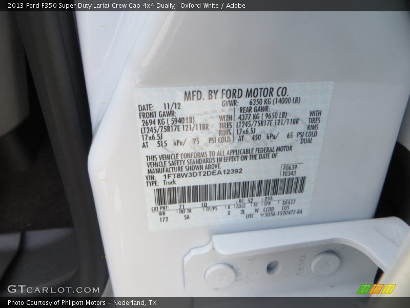 Oxford White / Adobe 2013 Ford F350 Super Duty Lariat Crew Cab 4x4 Dually