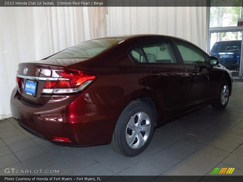 Crimson Red Pearl / Beige 2013 Honda Civic LX Sedan