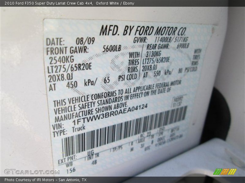 Oxford White / Ebony 2010 Ford F350 Super Duty Lariat Crew Cab 4x4