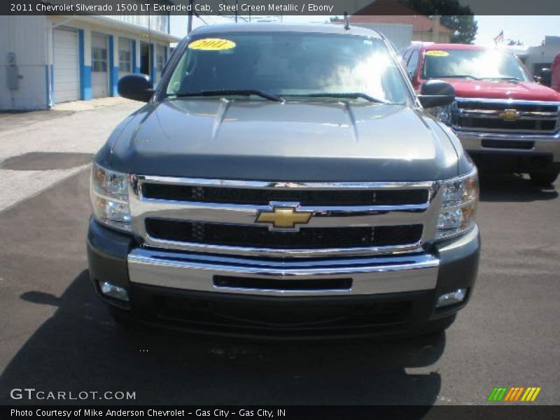 Steel Green Metallic / Ebony 2011 Chevrolet Silverado 1500 LT Extended Cab