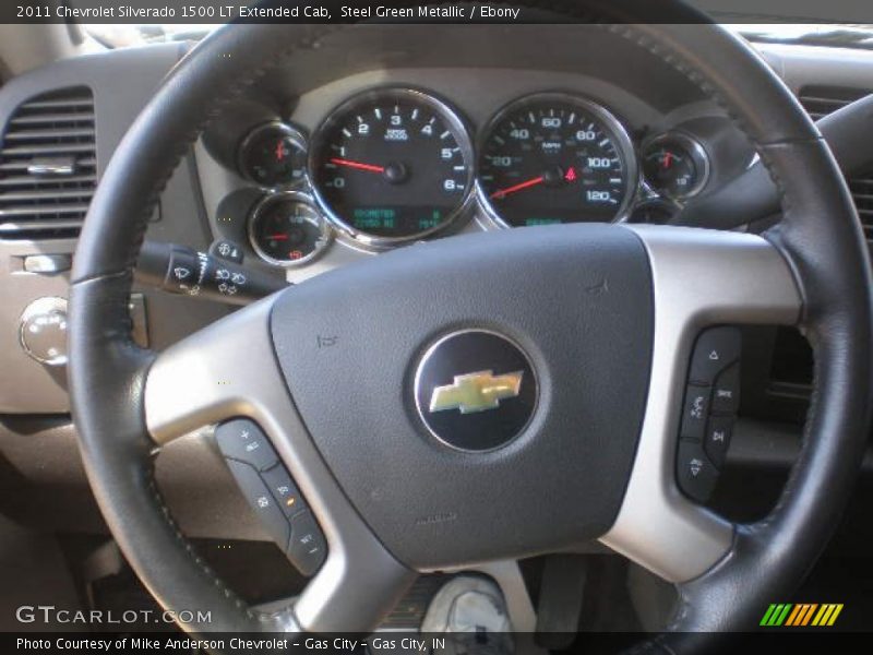 Steel Green Metallic / Ebony 2011 Chevrolet Silverado 1500 LT Extended Cab