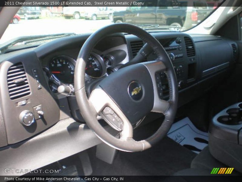 Steel Green Metallic / Ebony 2011 Chevrolet Silverado 1500 LT Extended Cab