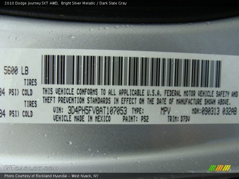 Bright Silver Metallic / Dark Slate Gray 2010 Dodge Journey SXT AWD