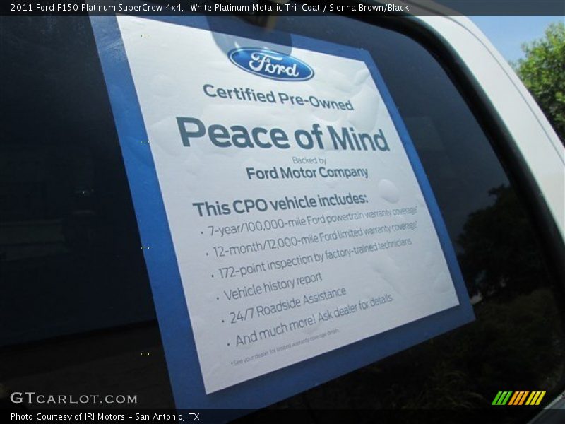 White Platinum Metallic Tri-Coat / Sienna Brown/Black 2011 Ford F150 Platinum SuperCrew 4x4