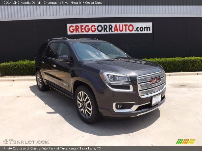 Champagne Silver Metallic / Cocoa Dune 2014 GMC Acadia Denali