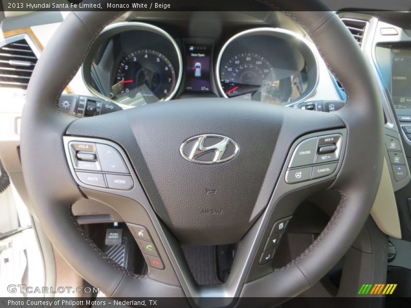 Monaco White / Beige 2013 Hyundai Santa Fe Limited