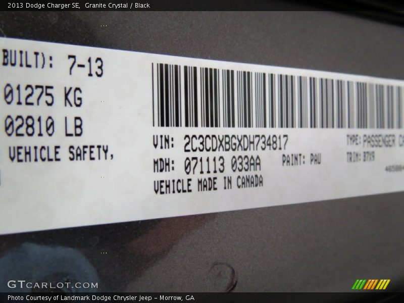 Granite Crystal / Black 2013 Dodge Charger SE