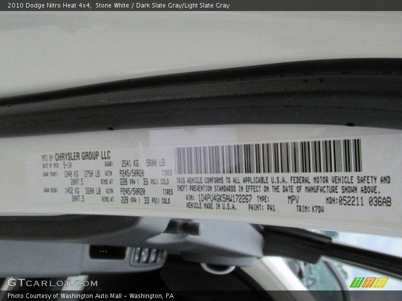 Stone White / Dark Slate Gray/Light Slate Gray 2010 Dodge Nitro Heat 4x4