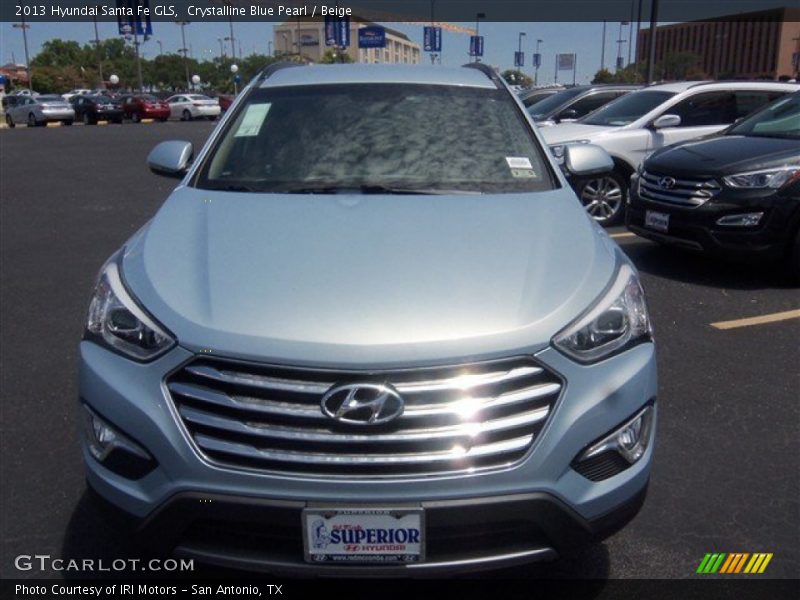 Crystalline Blue Pearl / Beige 2013 Hyundai Santa Fe GLS