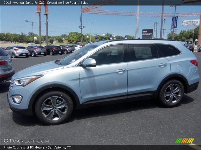 Crystalline Blue Pearl / Beige 2013 Hyundai Santa Fe GLS