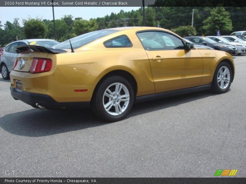Sunset Gold Metallic / Charcoal Black 2010 Ford Mustang V6 Coupe
