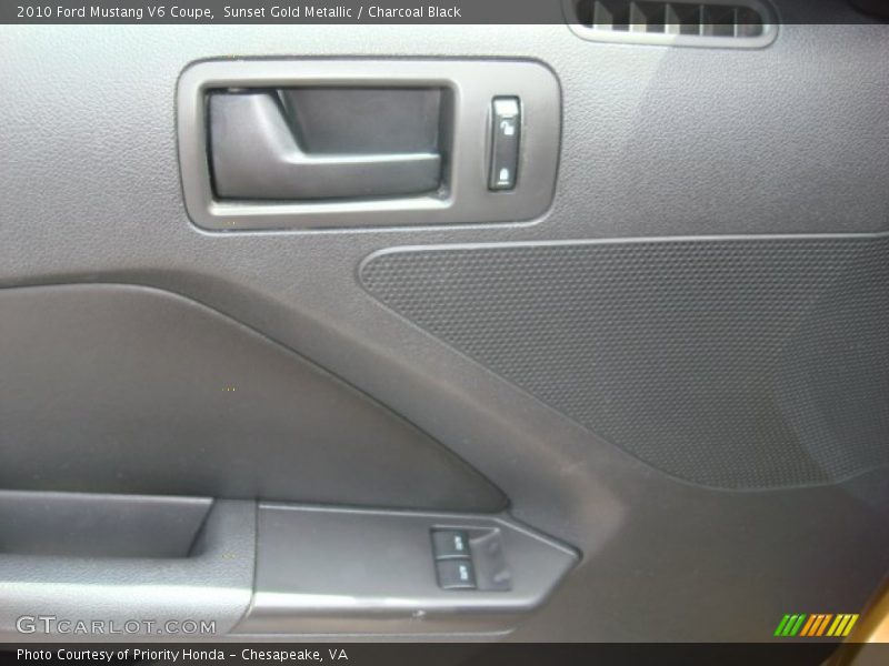 Sunset Gold Metallic / Charcoal Black 2010 Ford Mustang V6 Coupe