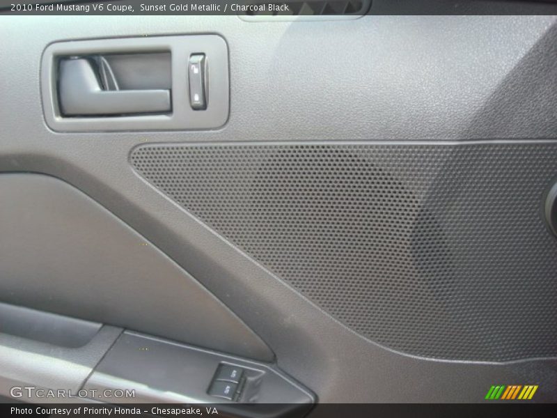 Sunset Gold Metallic / Charcoal Black 2010 Ford Mustang V6 Coupe