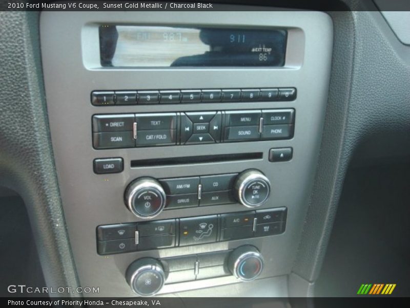 Sunset Gold Metallic / Charcoal Black 2010 Ford Mustang V6 Coupe