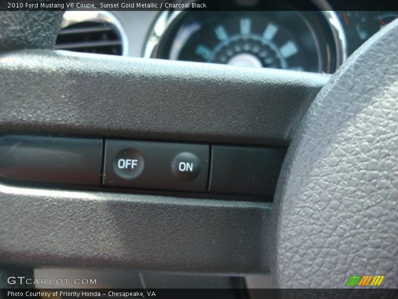 Sunset Gold Metallic / Charcoal Black 2010 Ford Mustang V6 Coupe