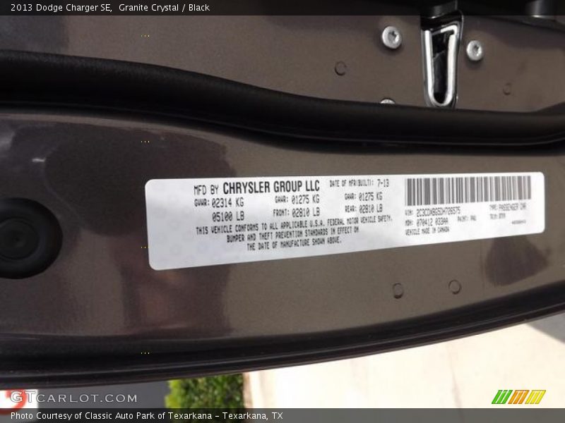 Granite Crystal / Black 2013 Dodge Charger SE