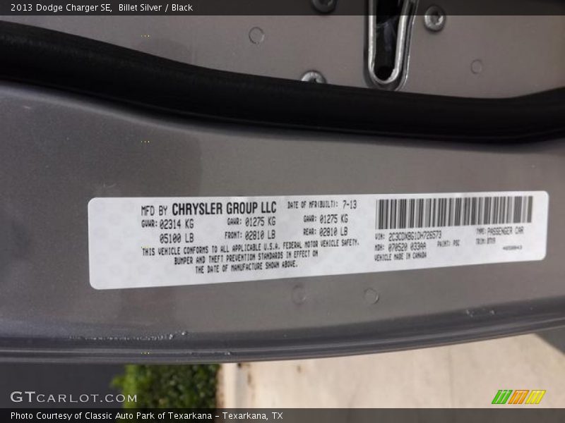 Billet Silver / Black 2013 Dodge Charger SE