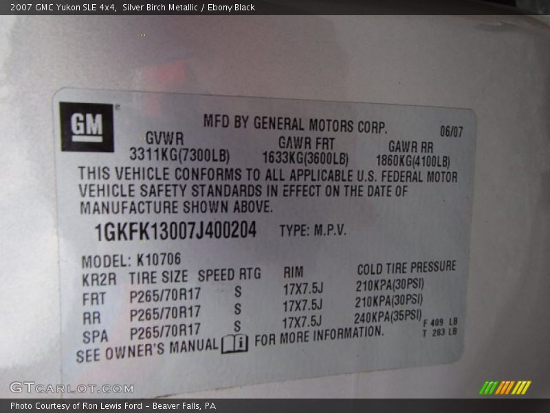 Silver Birch Metallic / Ebony Black 2007 GMC Yukon SLE 4x4