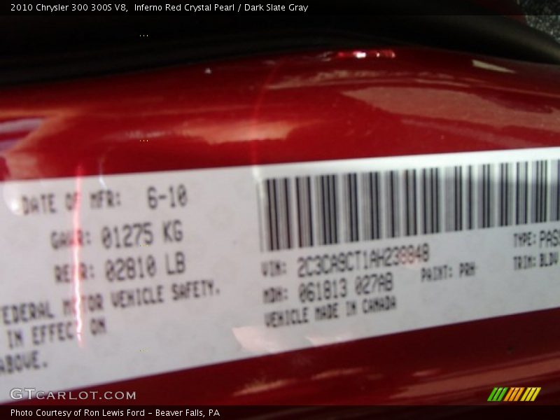 Inferno Red Crystal Pearl / Dark Slate Gray 2010 Chrysler 300 300S V8
