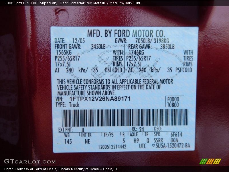 Dark Toreador Red Metallic / Medium/Dark Flint 2006 Ford F150 XLT SuperCab