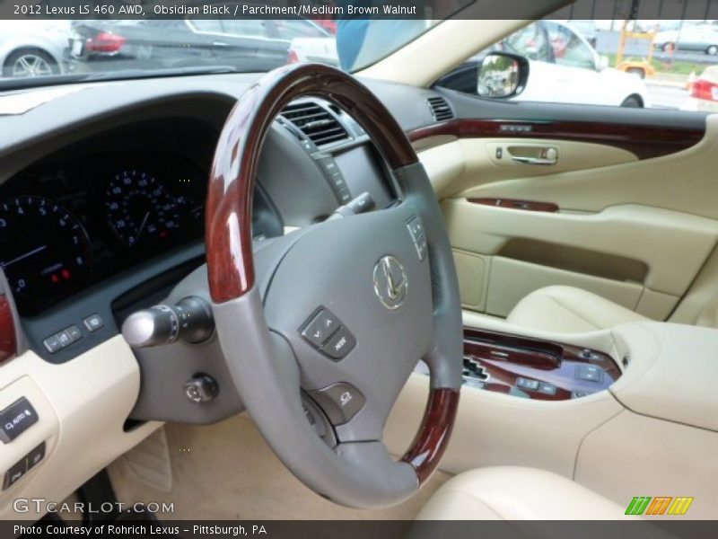 Obsidian Black / Parchment/Medium Brown Walnut 2012 Lexus LS 460 AWD