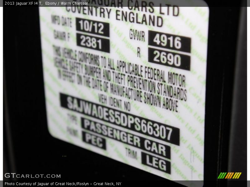 Ebony / Warm Charcoal 2013 Jaguar XF I4 T