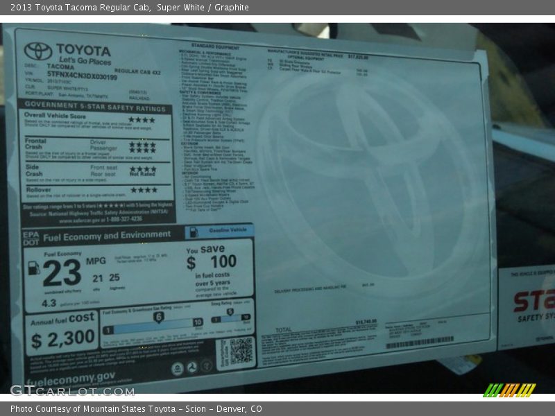 Super White / Graphite 2013 Toyota Tacoma Regular Cab