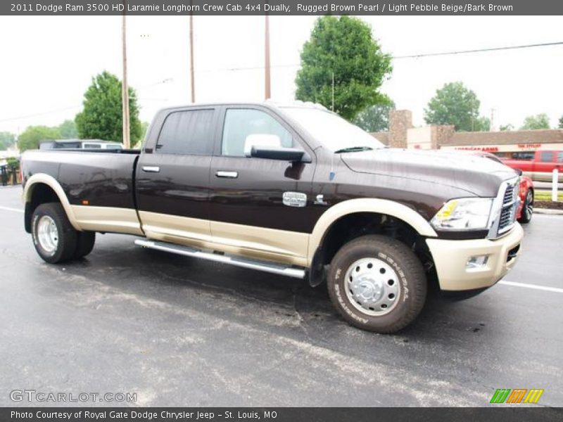 Rugged Brown Pearl / Light Pebble Beige/Bark Brown 2011 Dodge Ram 3500 HD Laramie Longhorn Crew Cab 4x4 Dually