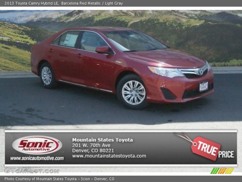 Barcelona Red Metallic / Light Gray 2013 Toyota Camry Hybrid LE