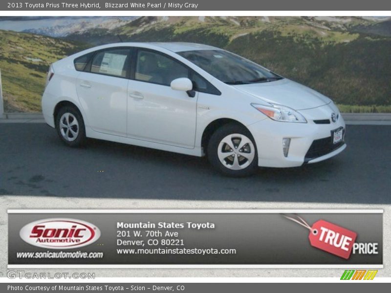 Blizzard White Pearl / Misty Gray 2013 Toyota Prius Three Hybrid
