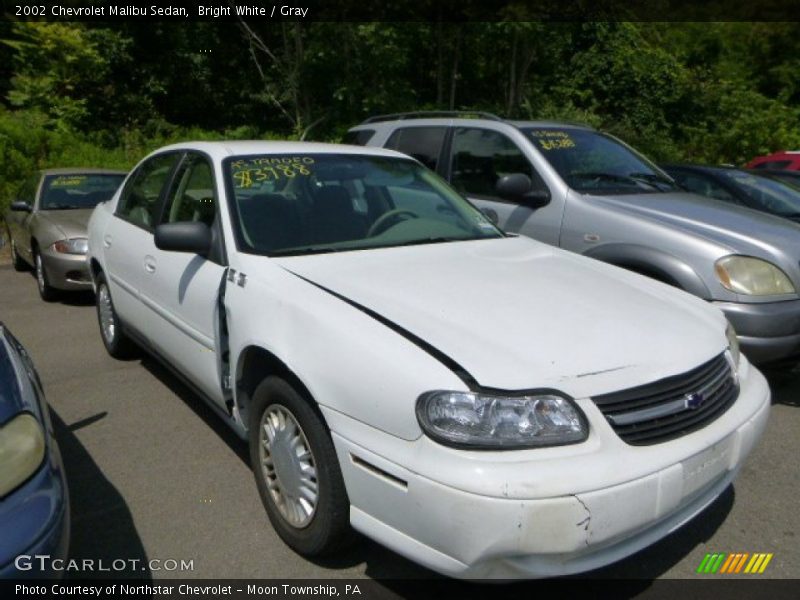 Bright White / Gray 2002 Chevrolet Malibu Sedan