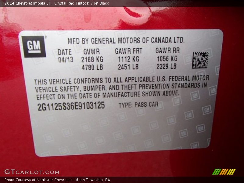 Crystal Red Tintcoat / Jet Black 2014 Chevrolet Impala LT