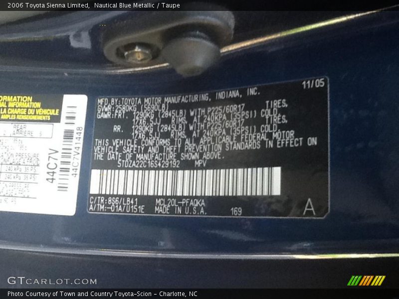 Nautical Blue Metallic / Taupe 2006 Toyota Sienna Limited