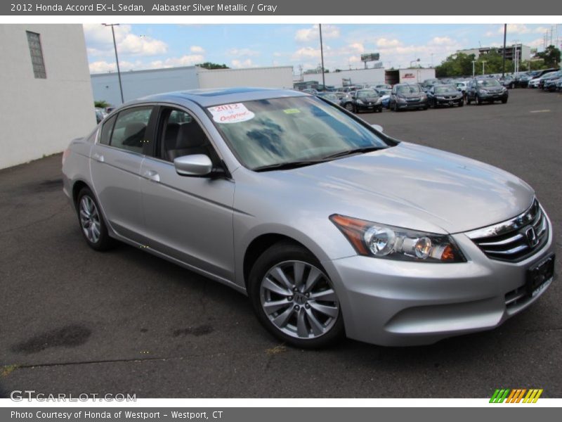Alabaster Silver Metallic / Gray 2012 Honda Accord EX-L Sedan