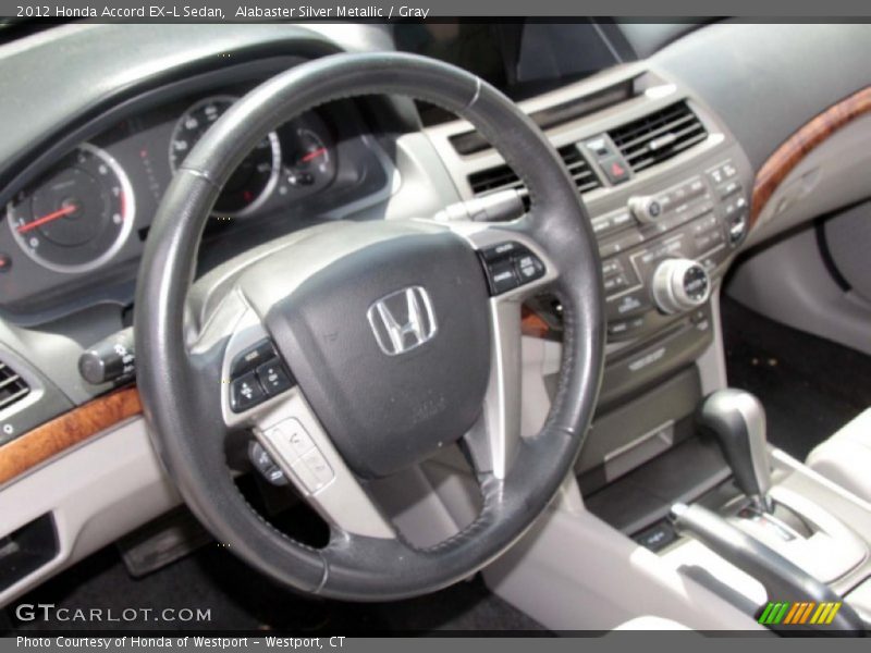 Alabaster Silver Metallic / Gray 2012 Honda Accord EX-L Sedan