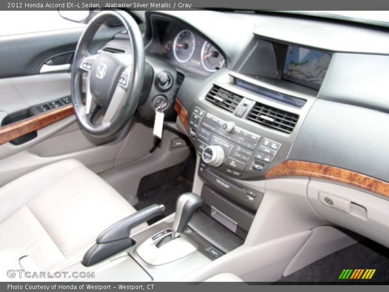 Alabaster Silver Metallic / Gray 2012 Honda Accord EX-L Sedan