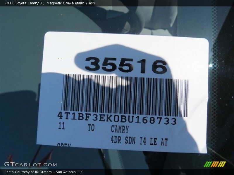 Magnetic Gray Metallic / Ash 2011 Toyota Camry LE